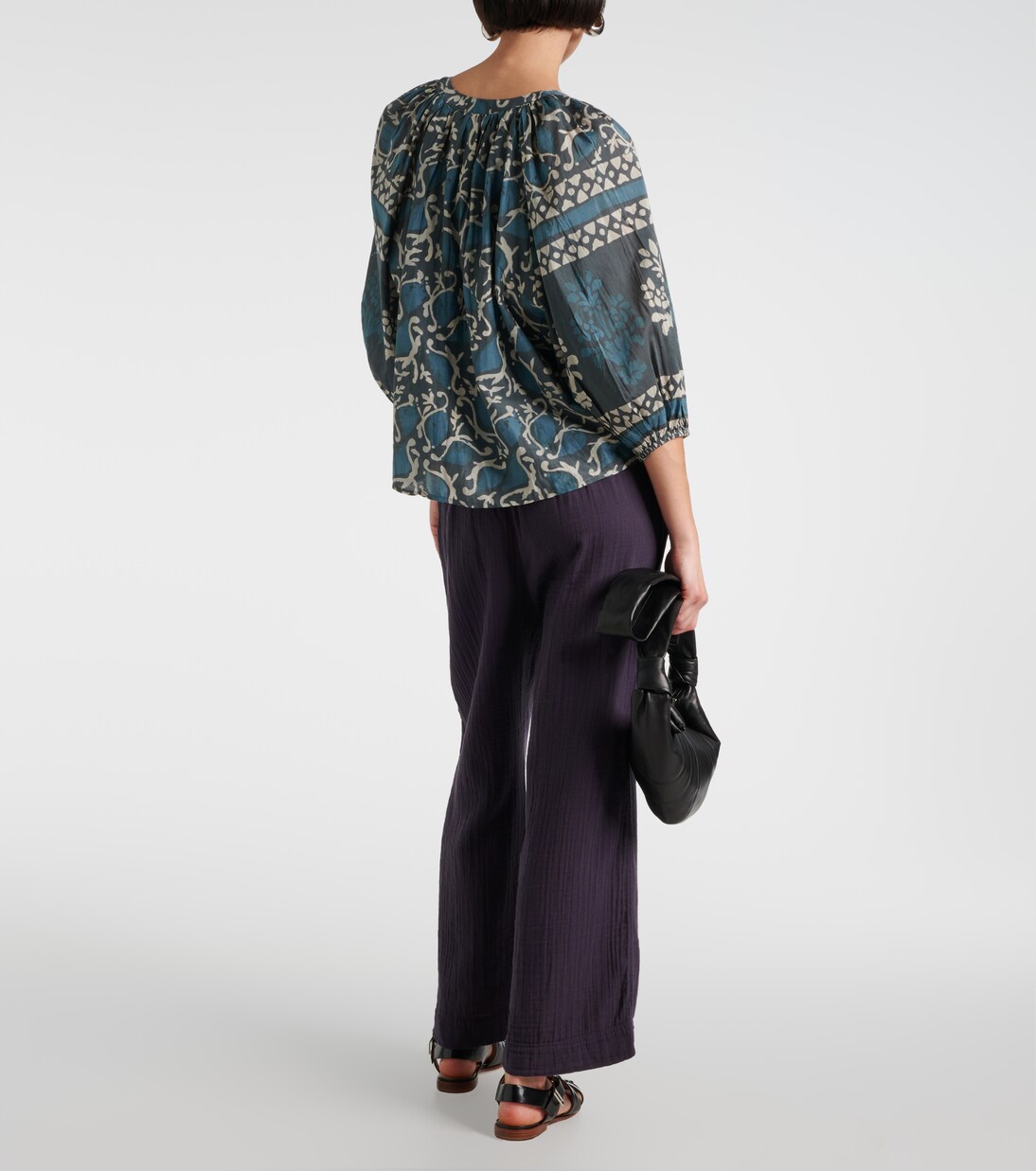 Dayana printed cotton and silk blouse  | Velvet