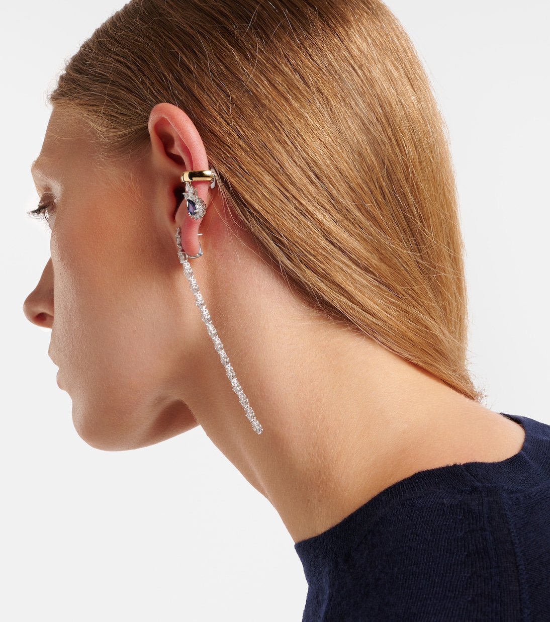 Bijou d'oreille Whisper Ear en or 18 ct, diamants et saphir | Yeprem