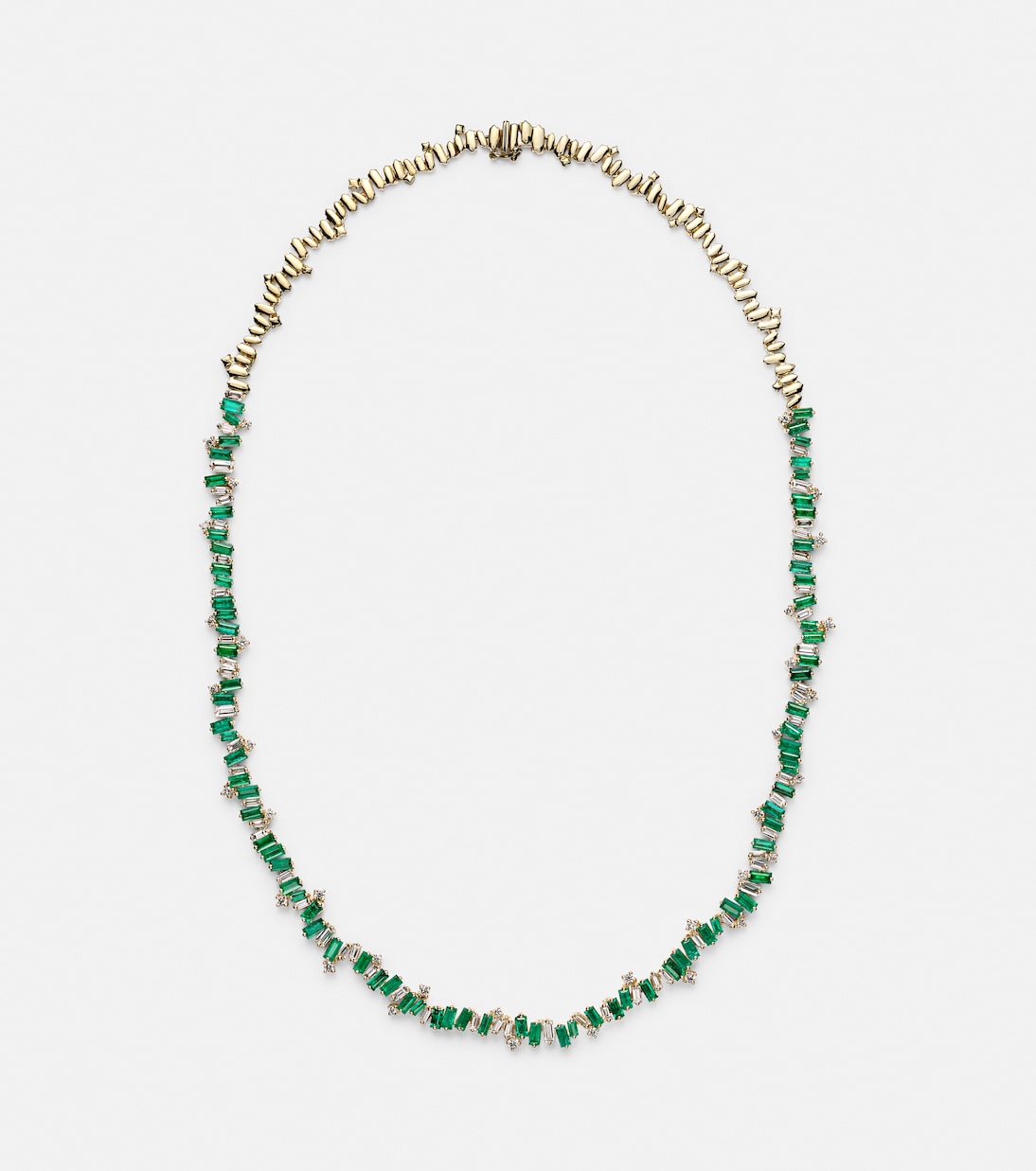 Bold Burst 18kt gold necklace with diamonds and emerald | Suzanne Kalan