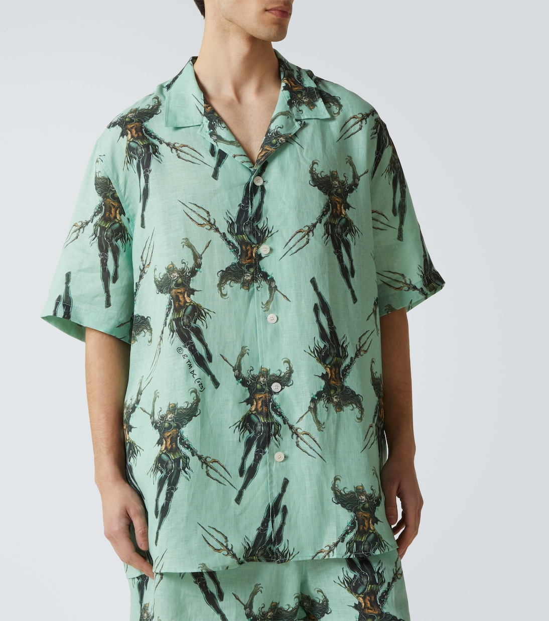 Printed linen bowling shirt | Acne Studios