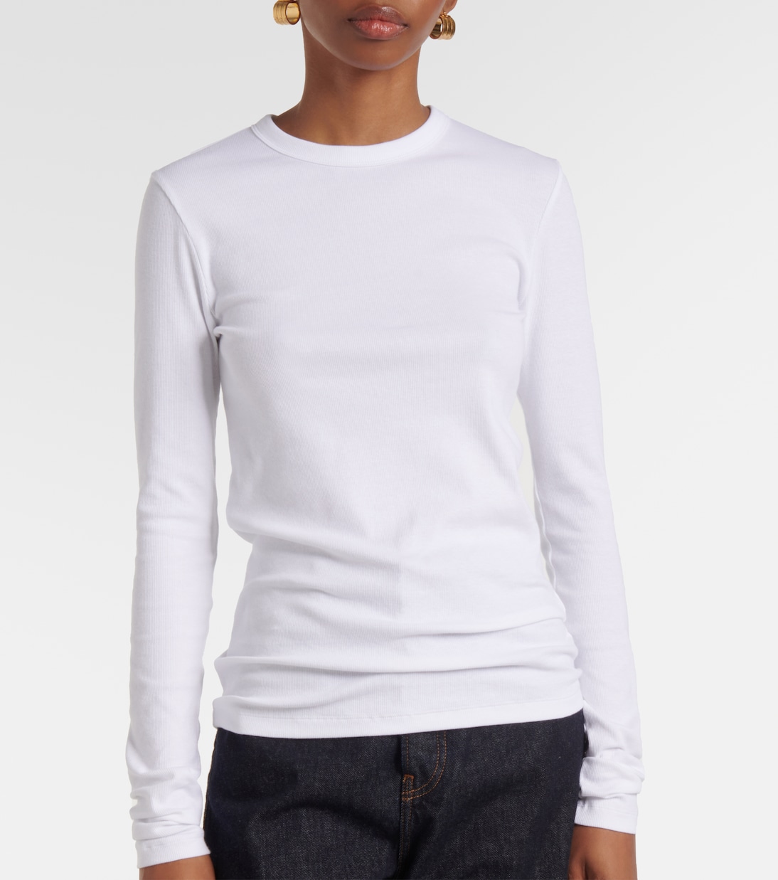 Top acanalado de jersey en mezcla de algodón | Toteme