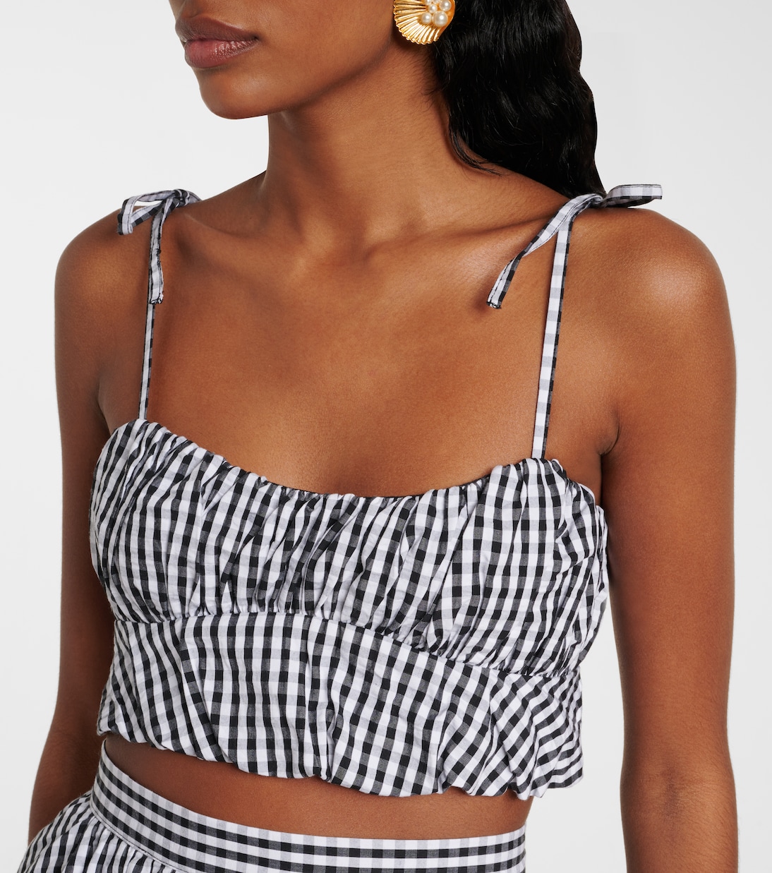 Gingham cotton poplin top | Faithfull