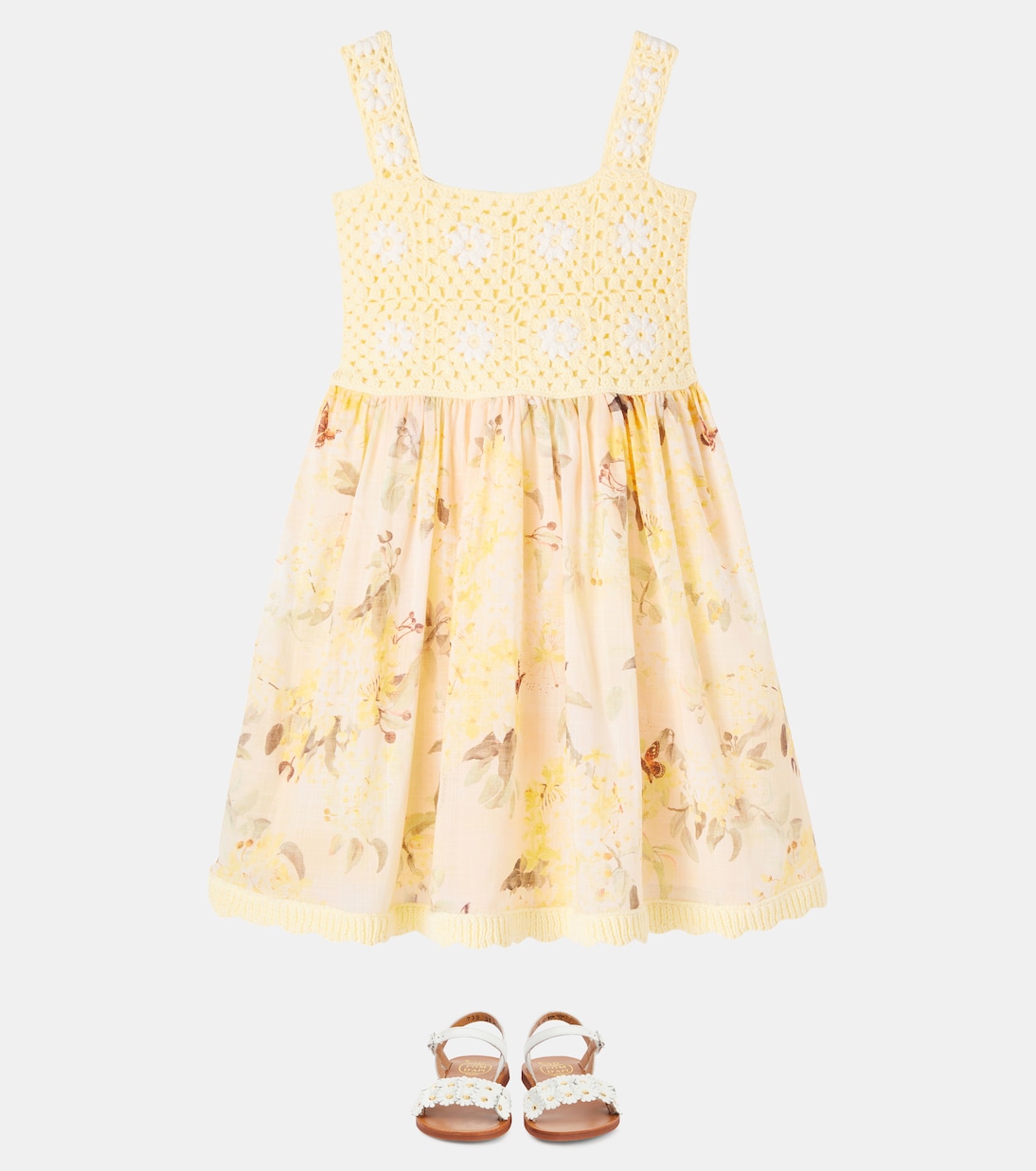 Cascadian crochet floral cotton dress | Zimmermann Kids