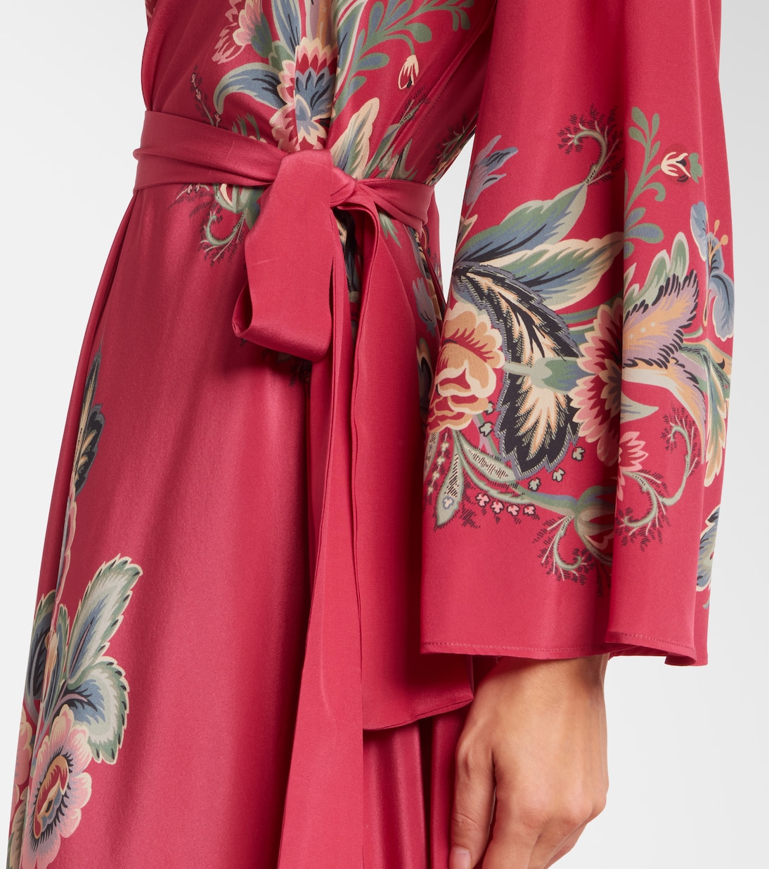 Abito lungo in seta con stampa e cintura | Etro