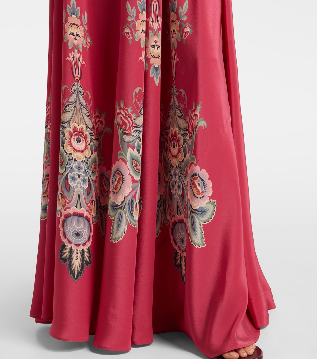 Abito lungo in seta con stampa e cintura | Etro