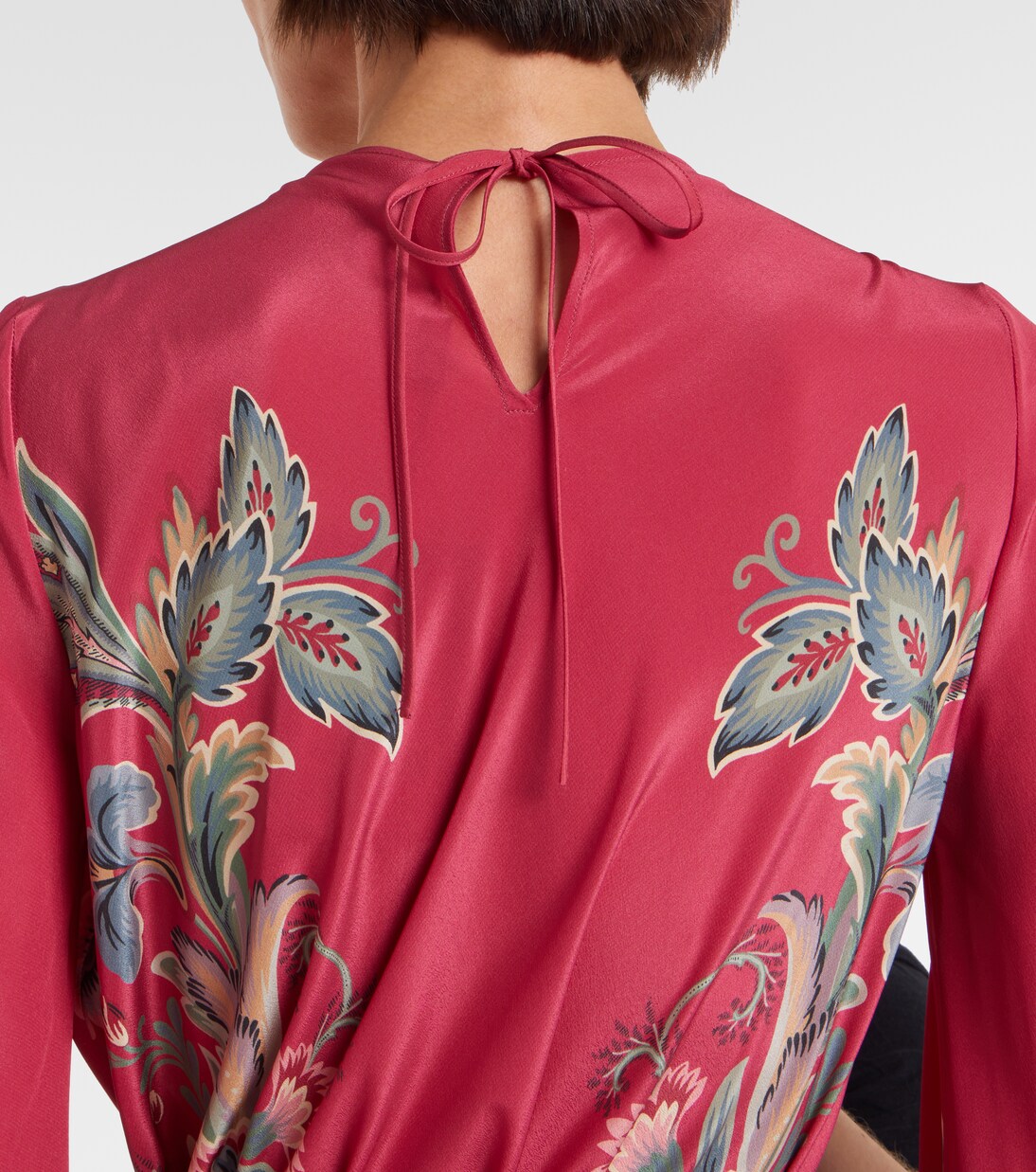 Abito lungo in seta con stampa e cintura | Etro