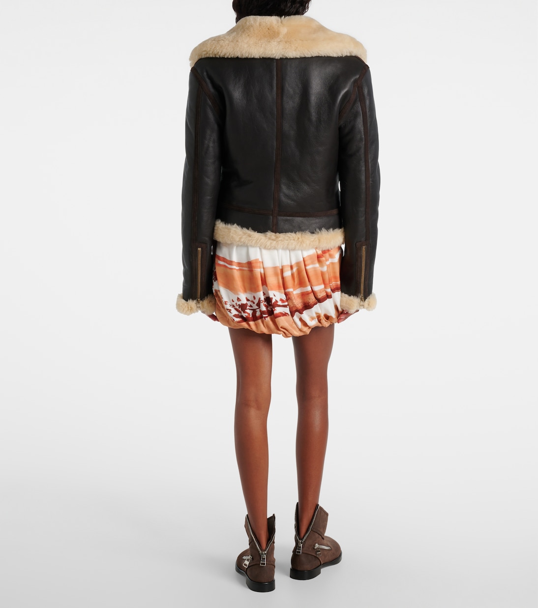 Shearling-trimmed leather jacket | JW Anderson