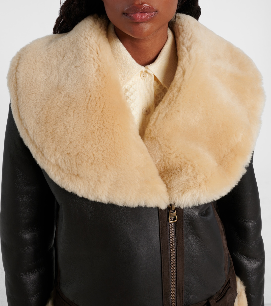Shearling-trimmed leather jacket | JW Anderson