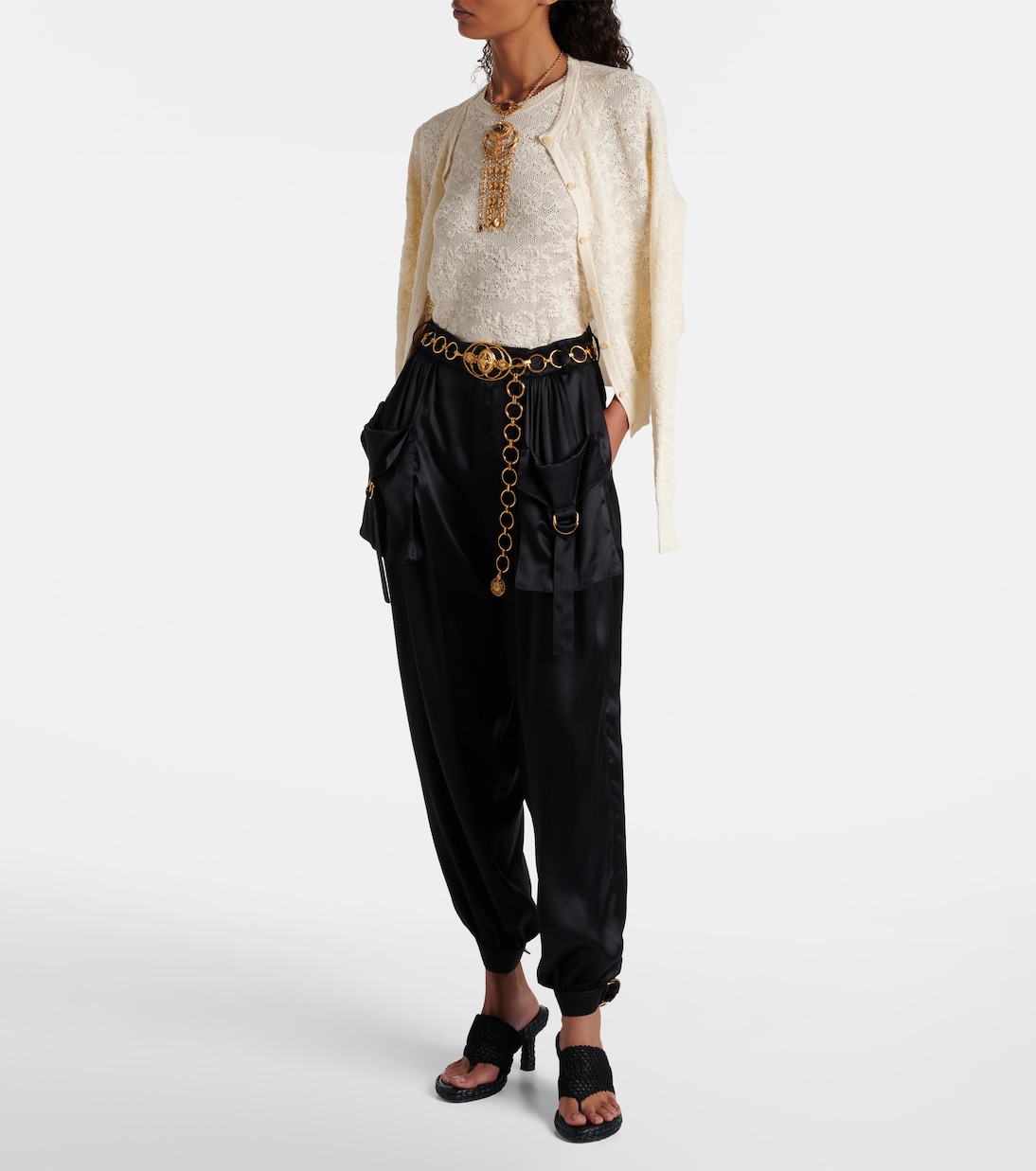 High-rise silk satin cargo pants | Chloé