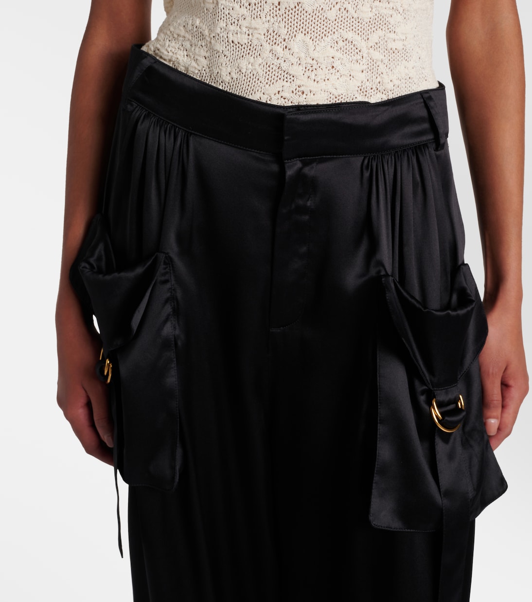 High-rise silk satin cargo pants | Chloé