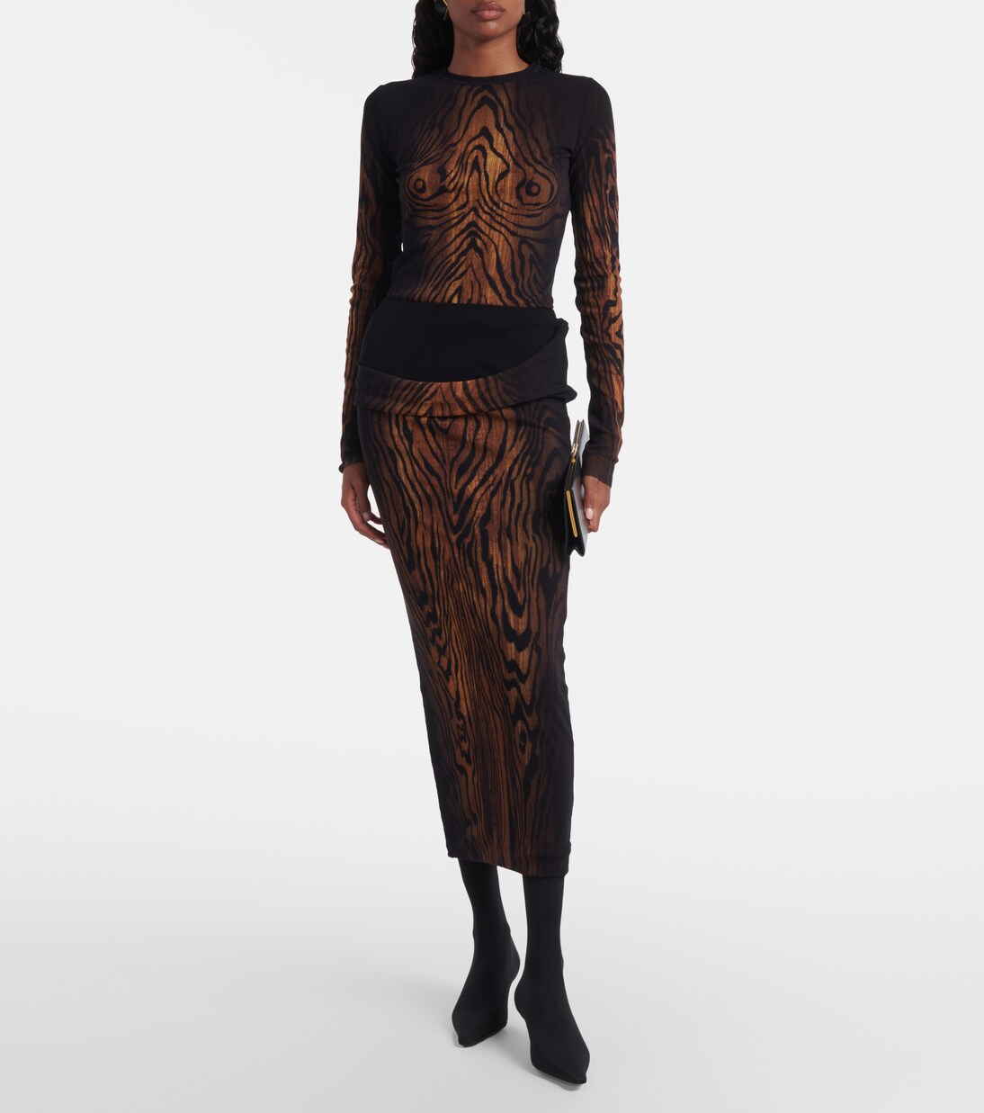 Wood trompe l'œil tulle top | Jean Paul Gaultier