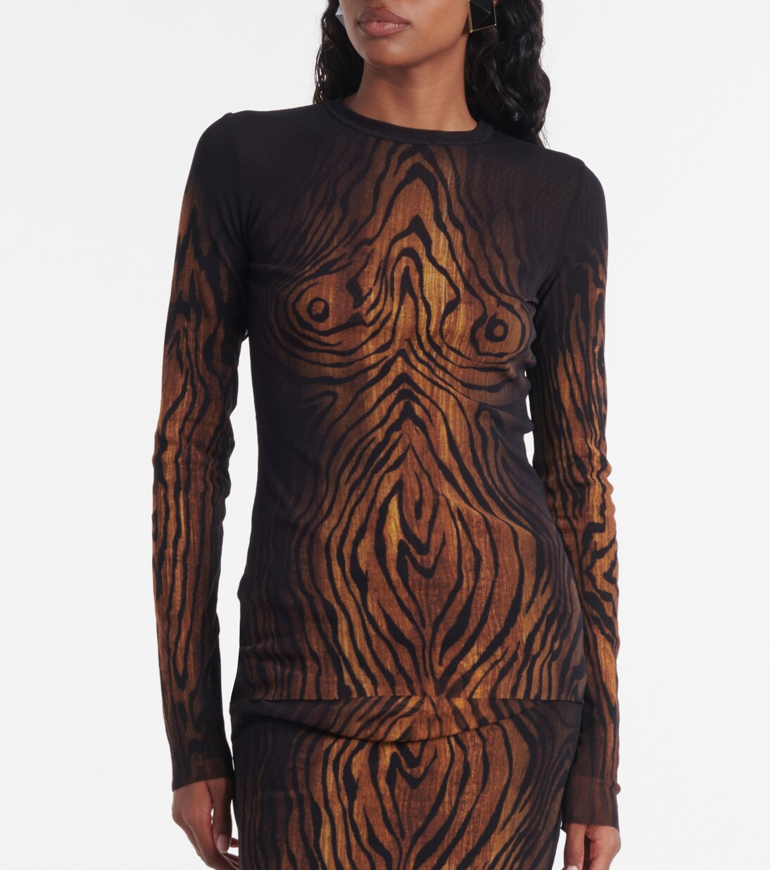 Wood trompe l'œil tulle top | Jean Paul Gaultier