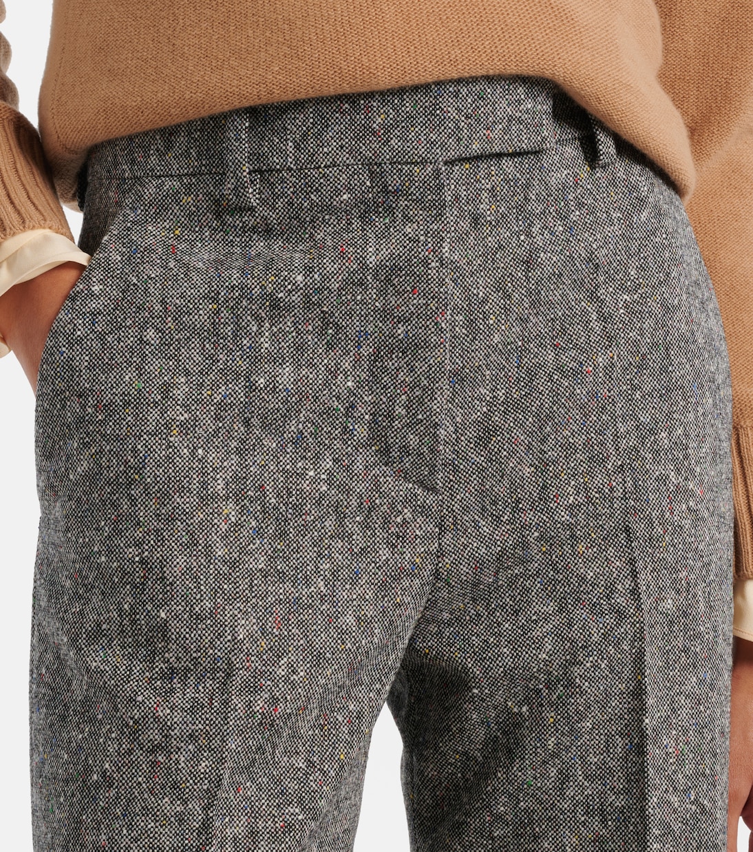 Pantalon ample à taille haute en laine mélangée | Valentino