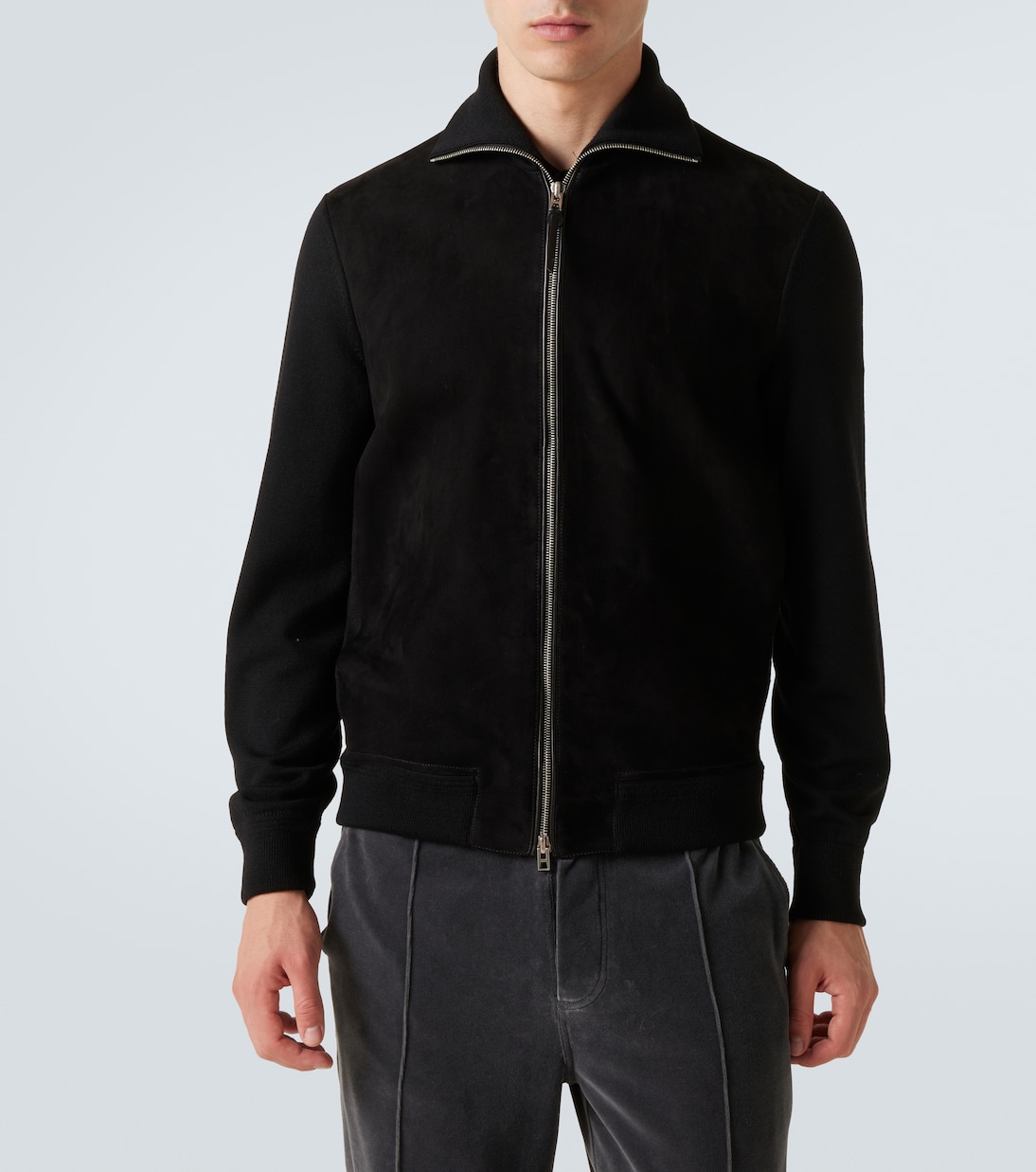 Pullover con zip in suede e misto lana | Tom Ford