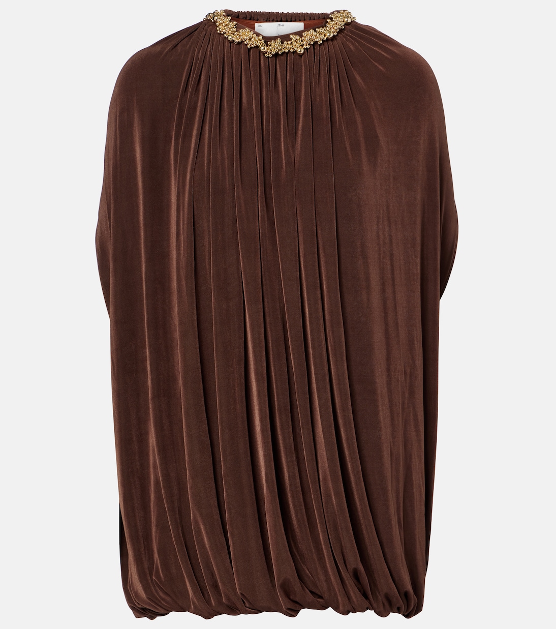 فستان قصير درابيه مع تزيين | Xu Zhi