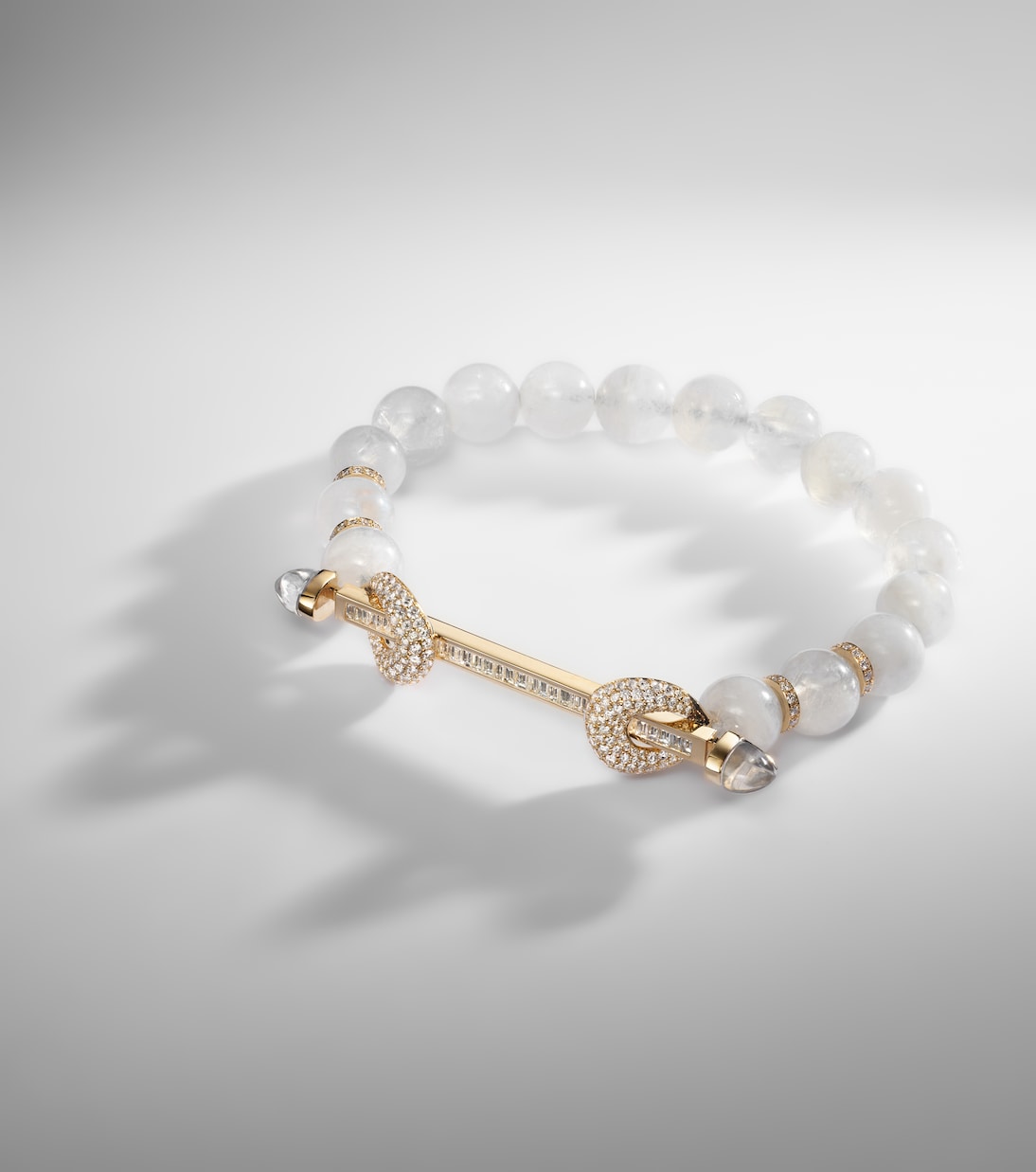 Jonc Chakra en or 18 ct, pierre de lune, diamants et quartz | Ananya