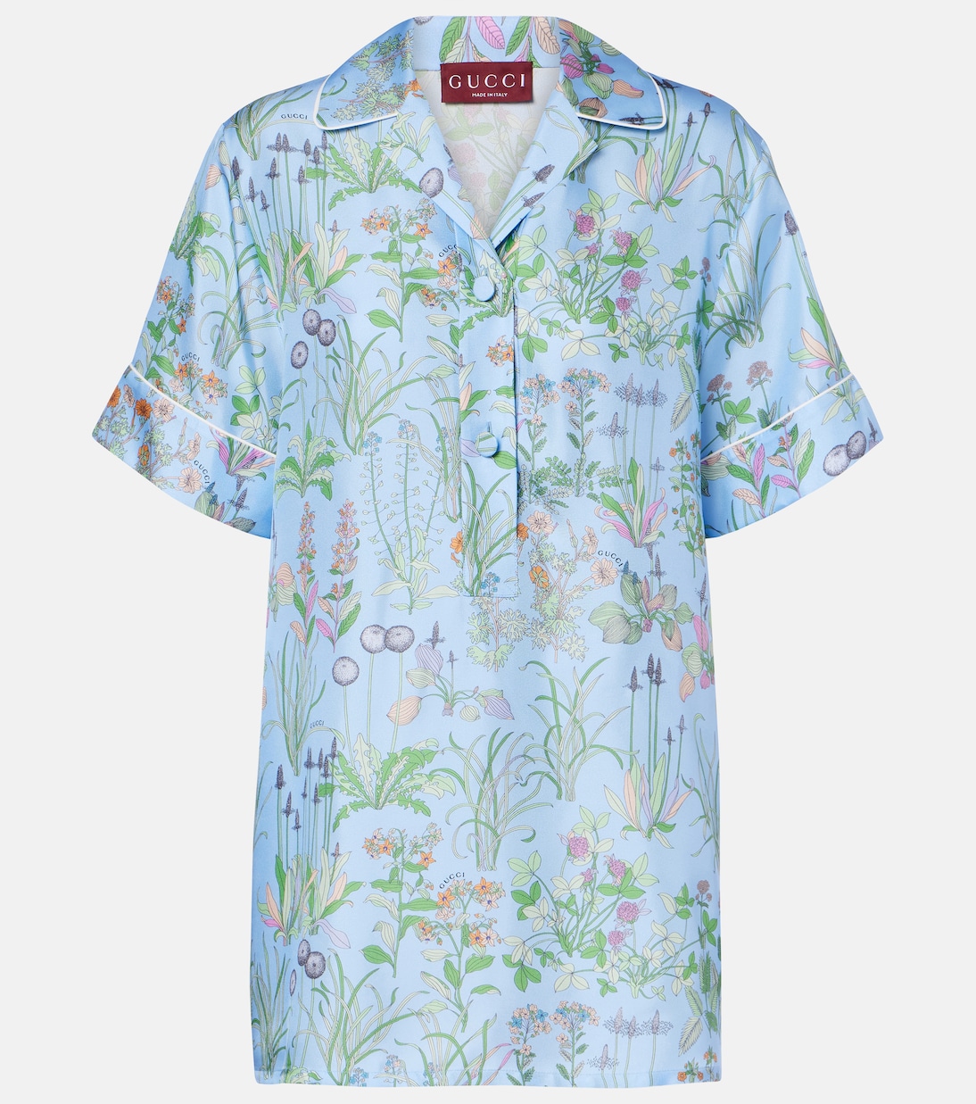 Floral silk satin polo shirt | Gucci