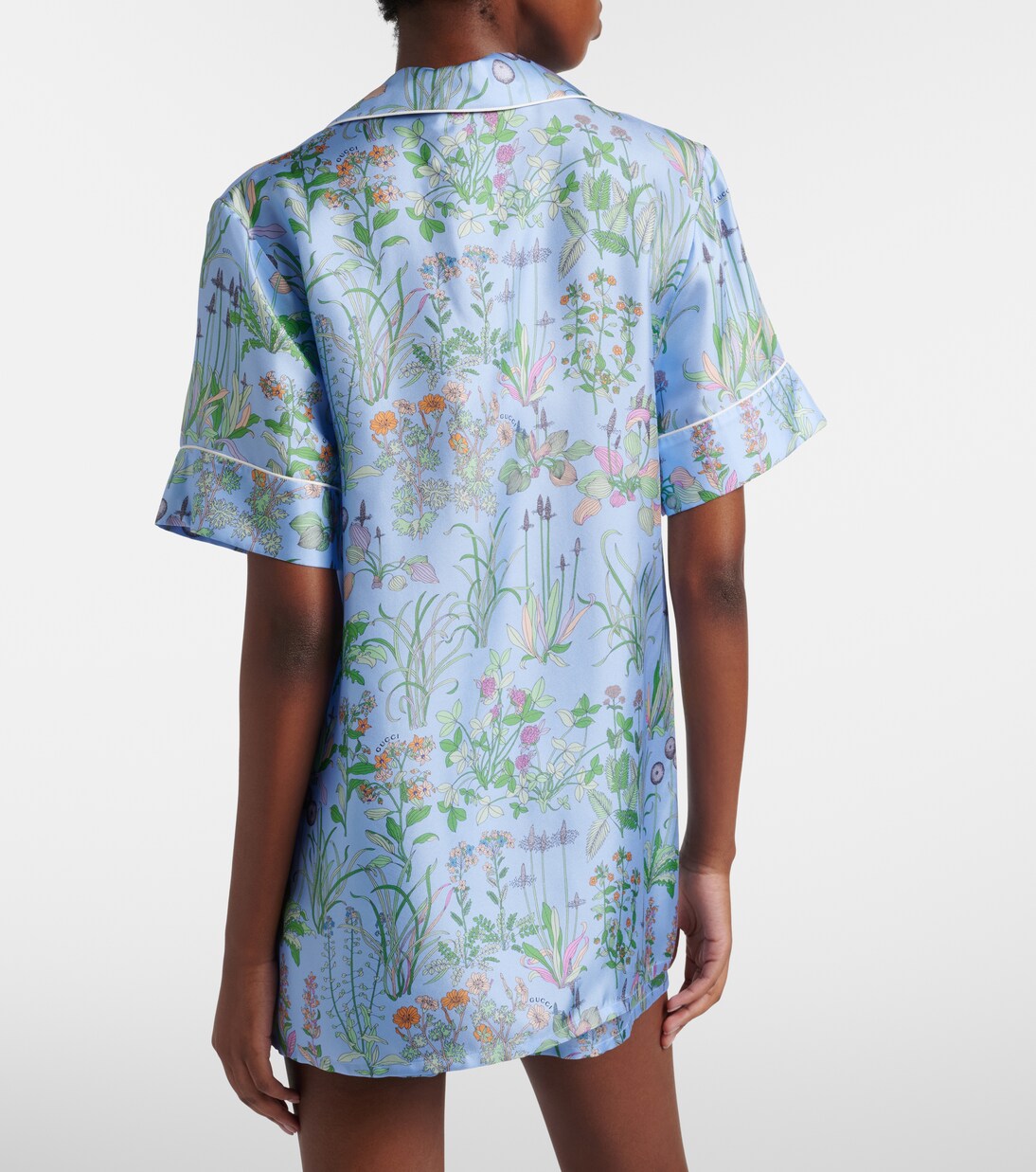 Floral silk satin polo shirt | Gucci