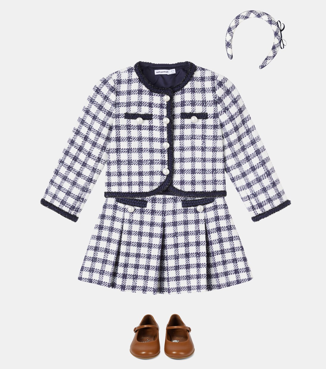 Checked bouclé skirt | Self-Portrait Kids