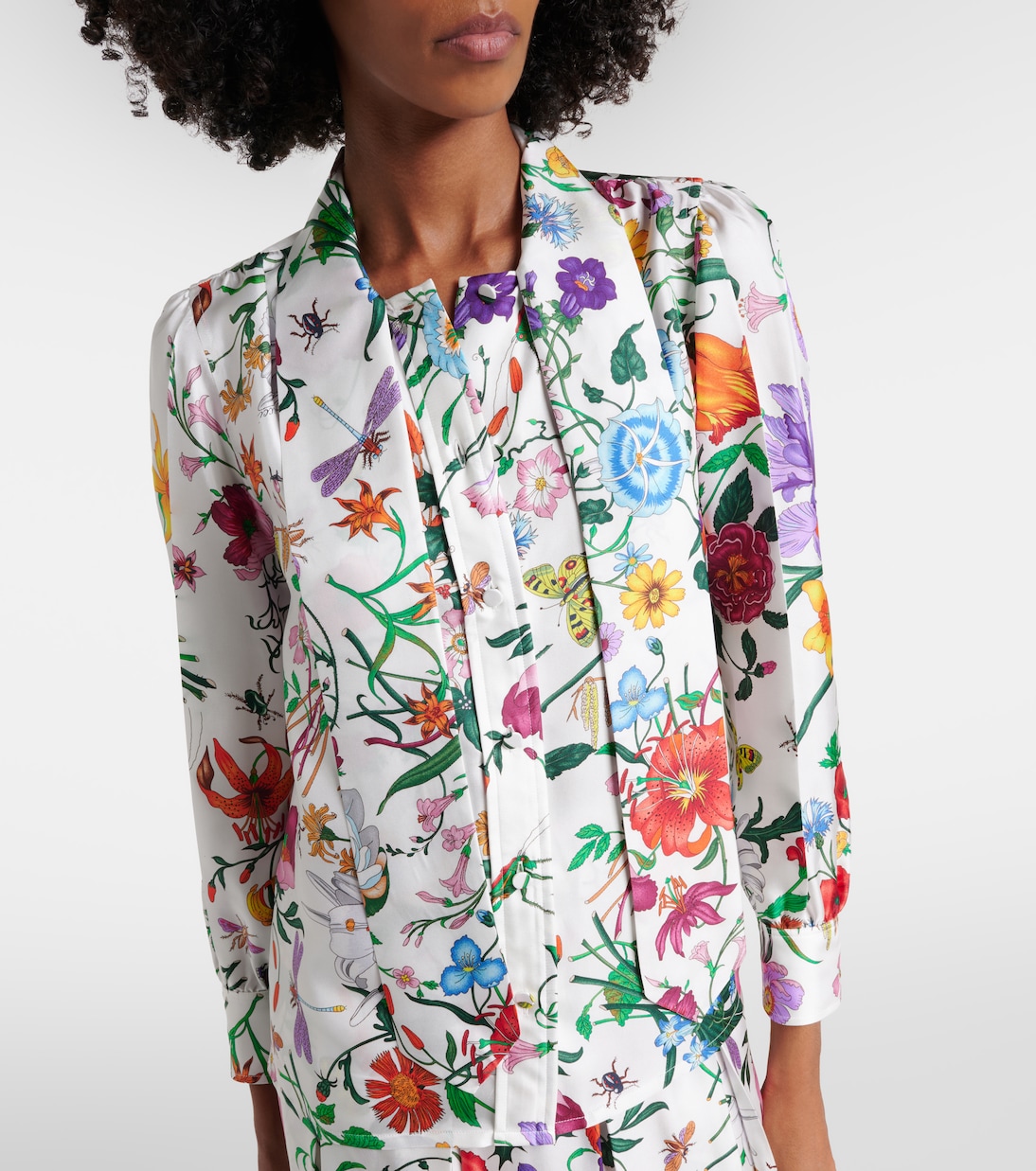 Chemise en sergé de soie à fleurs | Gucci