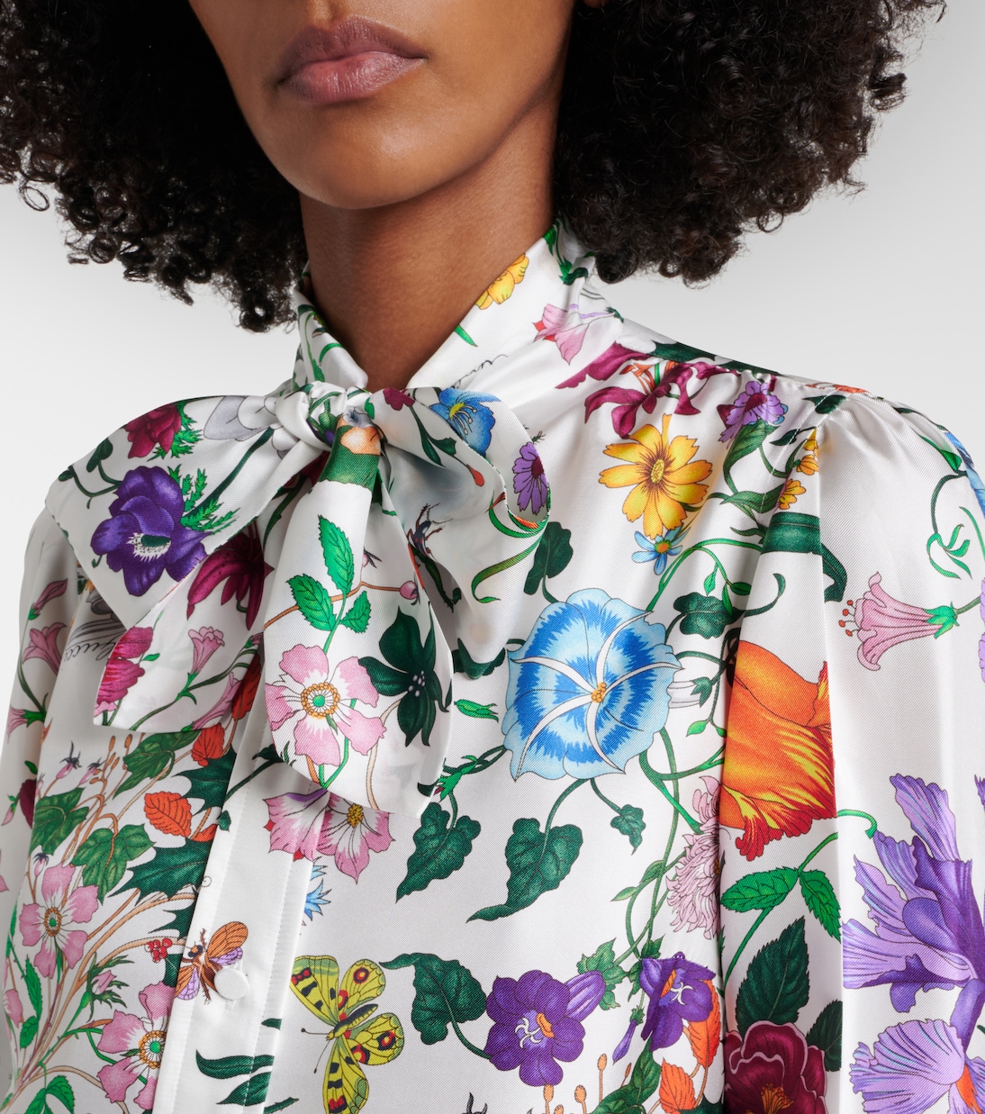 Chemise en sergé de soie à fleurs | Gucci