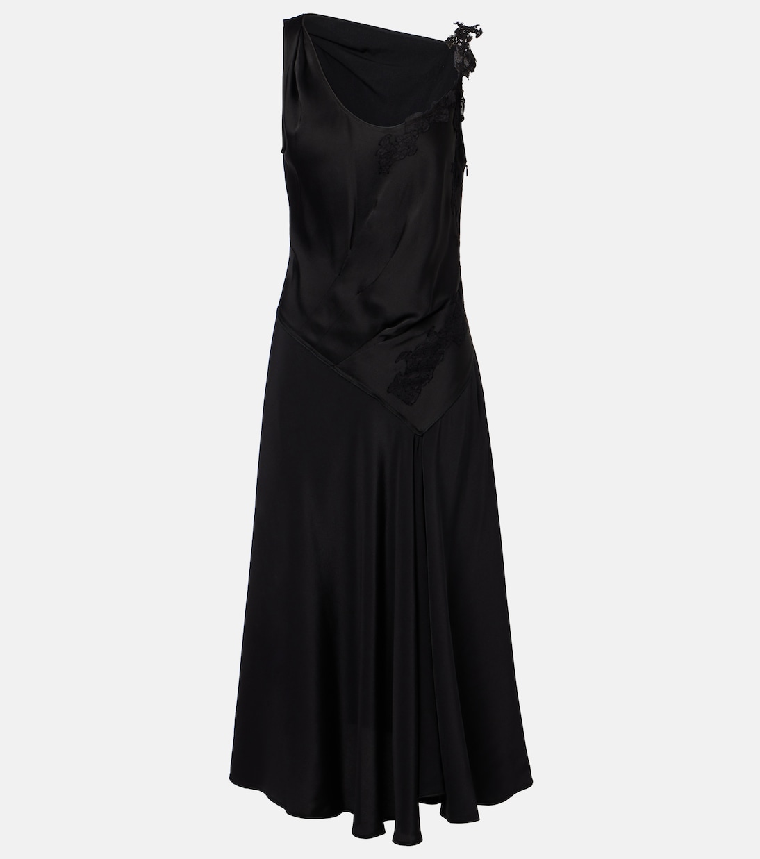 Lace-trimmed crêpe satin midi dress | Victoria Beckham