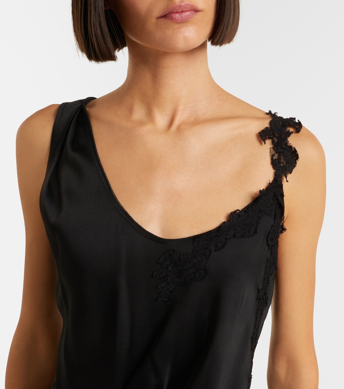 Lace-trimmed crêpe satin midi dress | Victoria Beckham