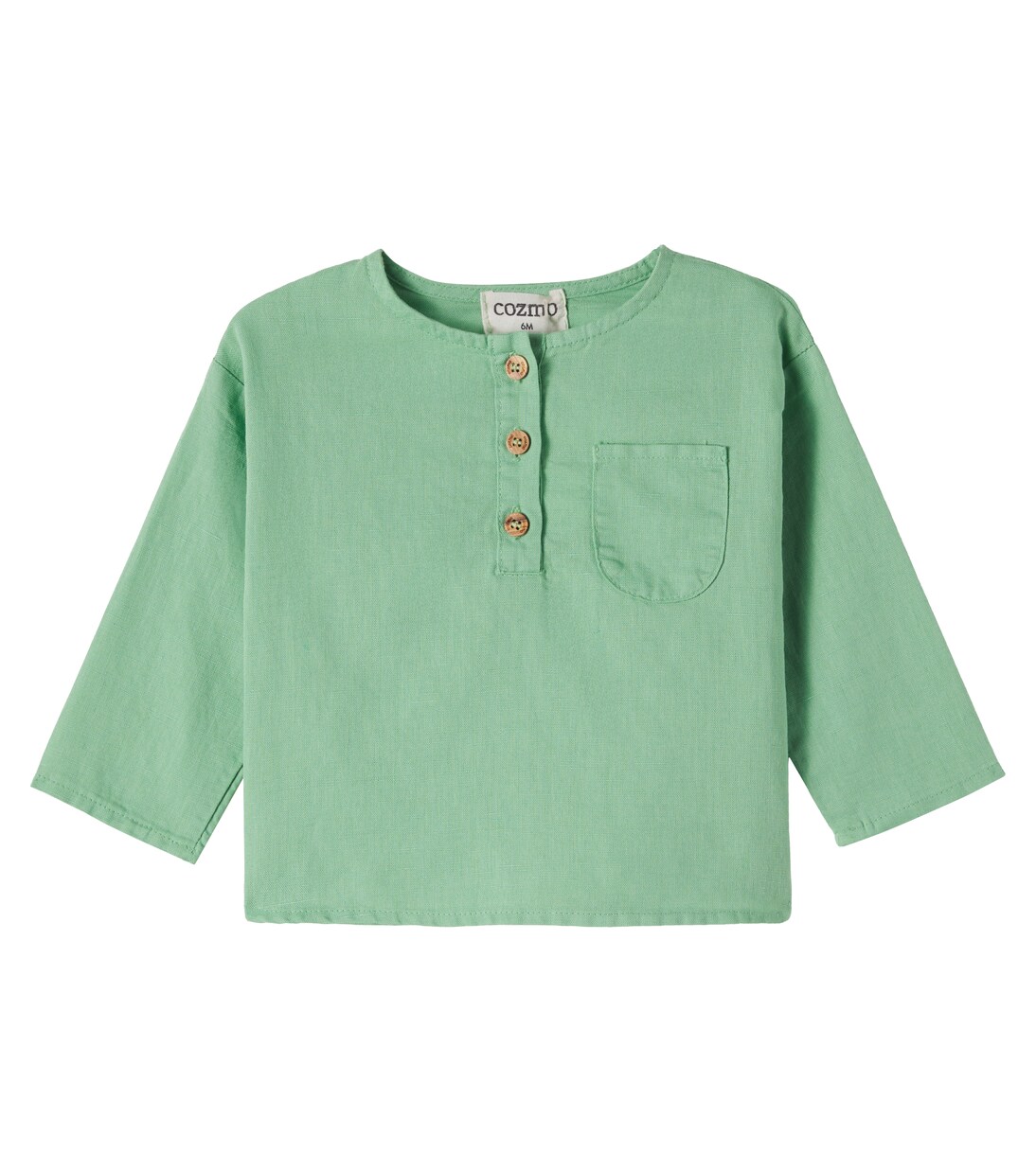 Baby Alder cotton and linen Henley shirt | Cozmo