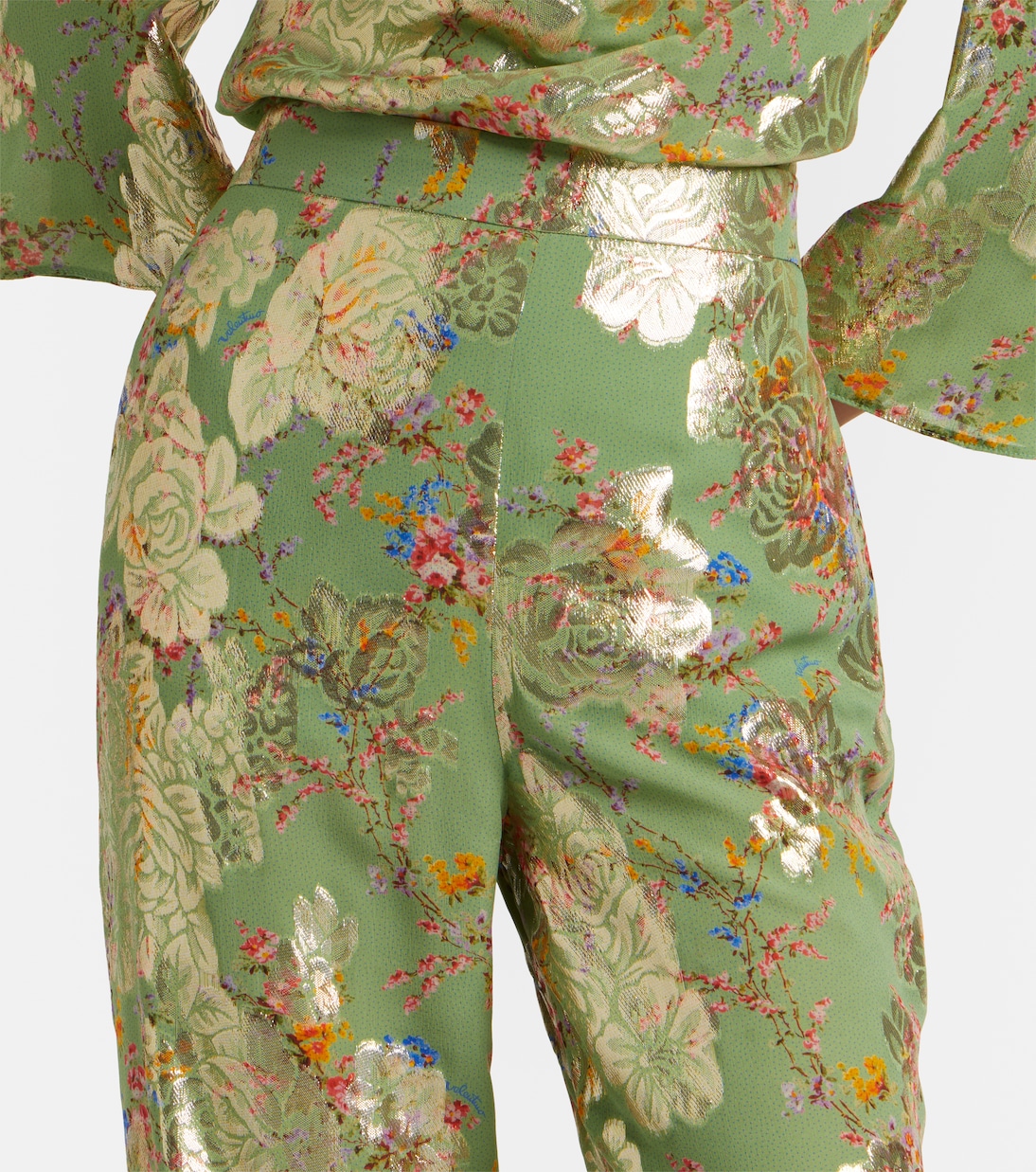 Fil coupé silk lamé flared pants | Valentino