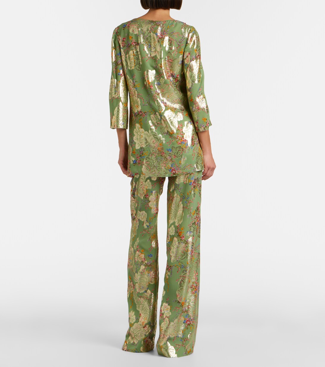 Fil coupé silk lamé flared pants | Valentino