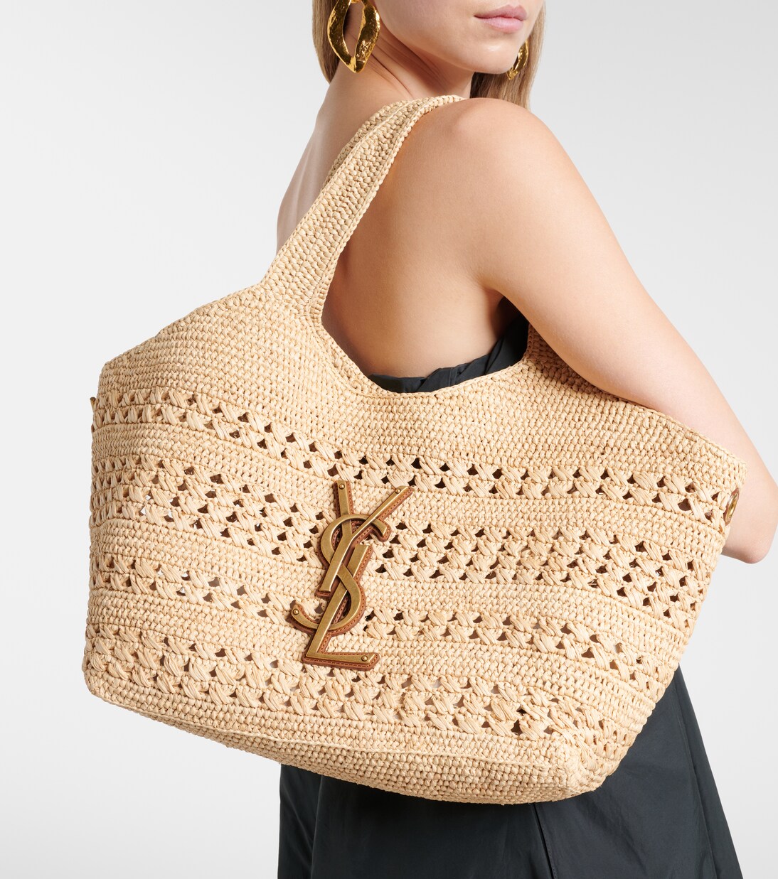 Tote Bag Icare Medium aus Raffiabast | Saint Laurent