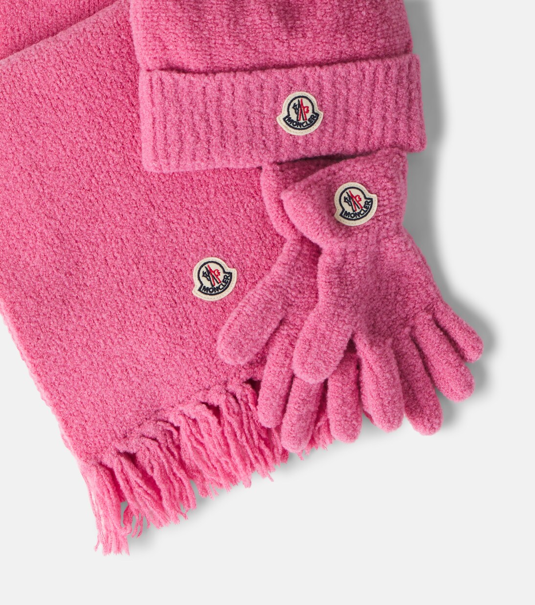 울 블렌드 비니 스카프 장갑 세트 | Moncler Enfant