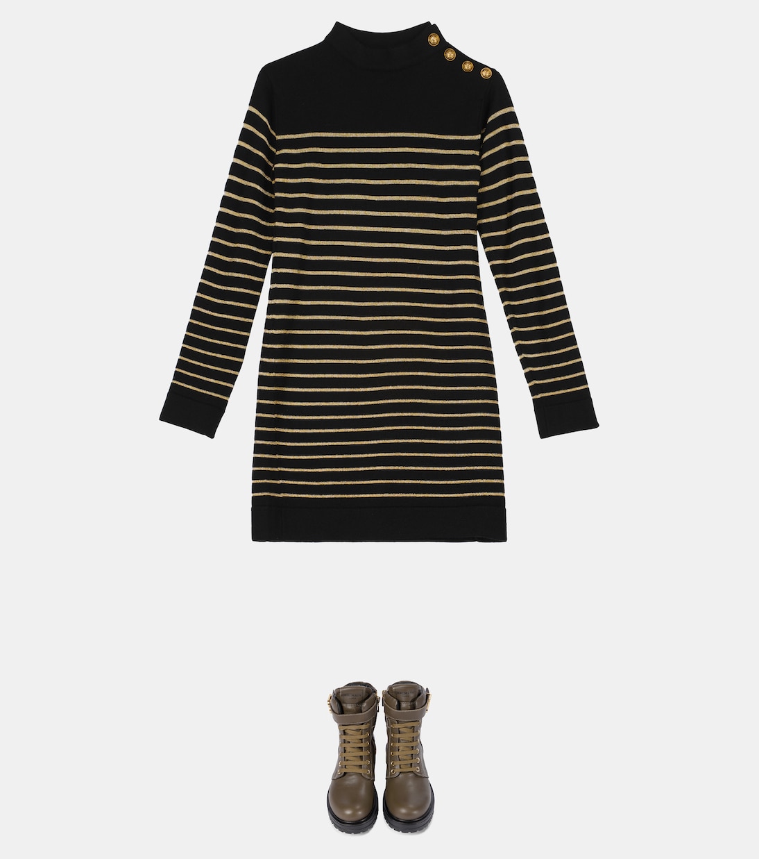 Buckled leather lace-up boots | Balmain Kids