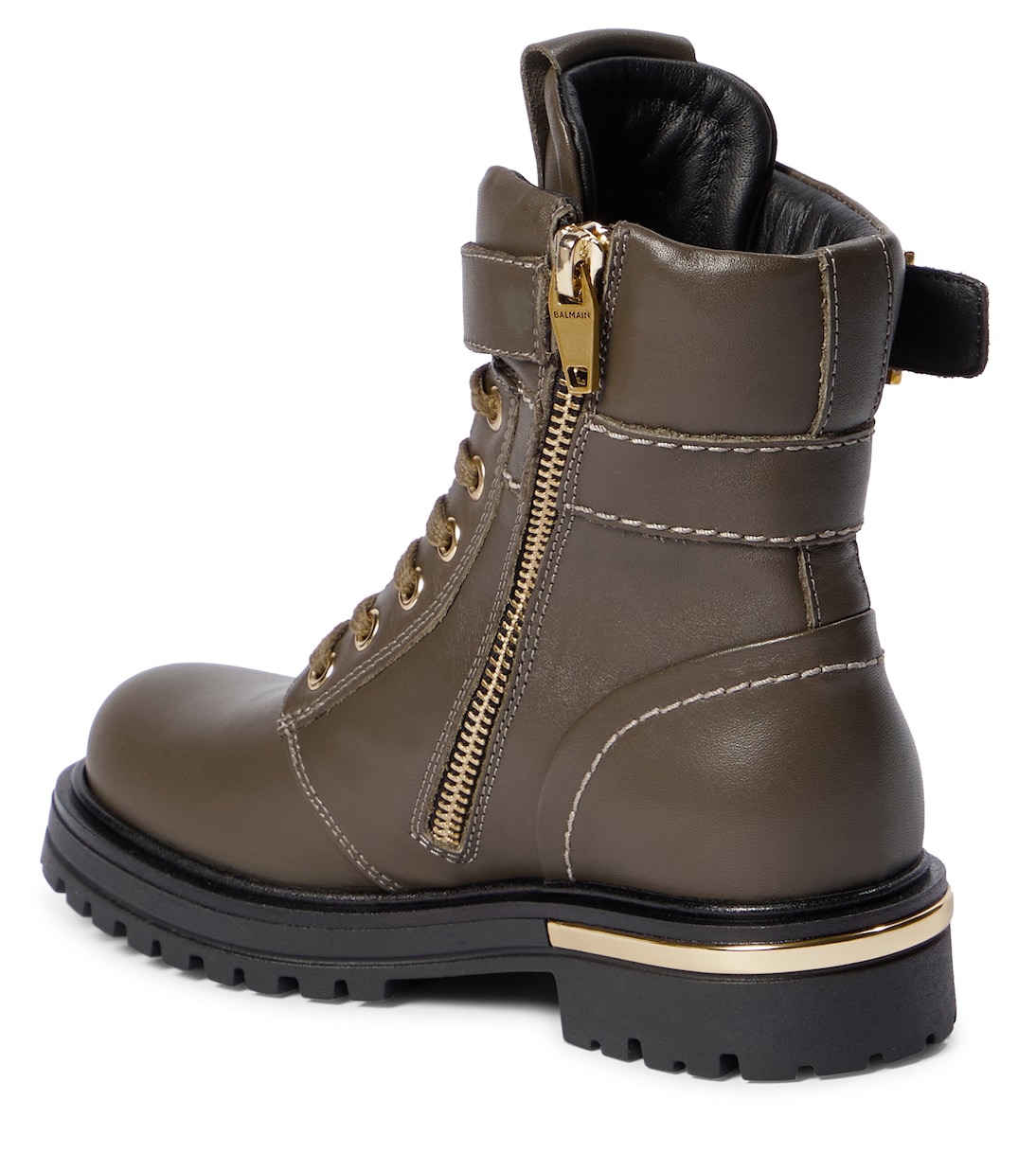 Buckled leather lace-up boots | Balmain Kids