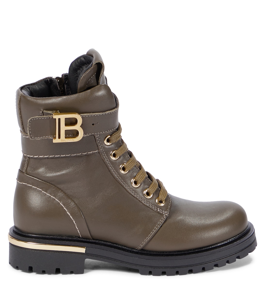 Buckled leather lace-up boots | Balmain Kids