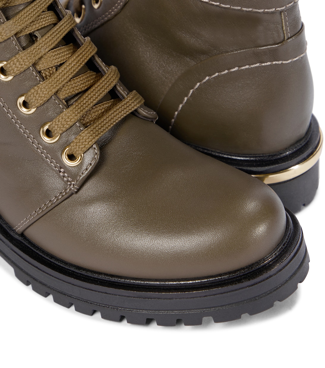 Buckled leather lace-up boots | Balmain Kids