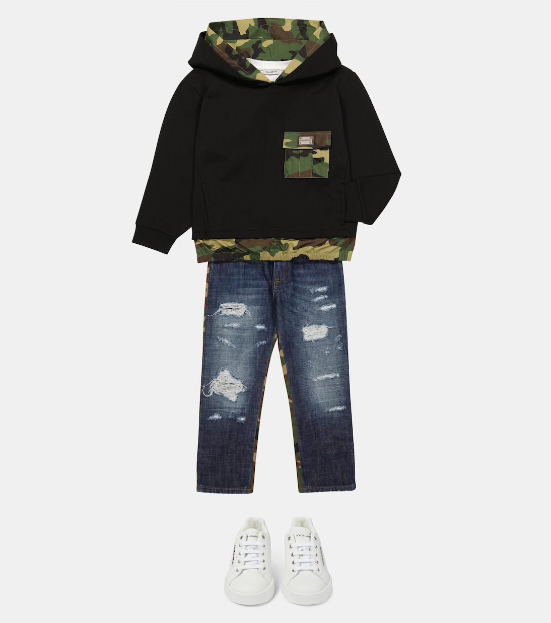 Denim and camouflage pants | Dolce&Gabbana Kids