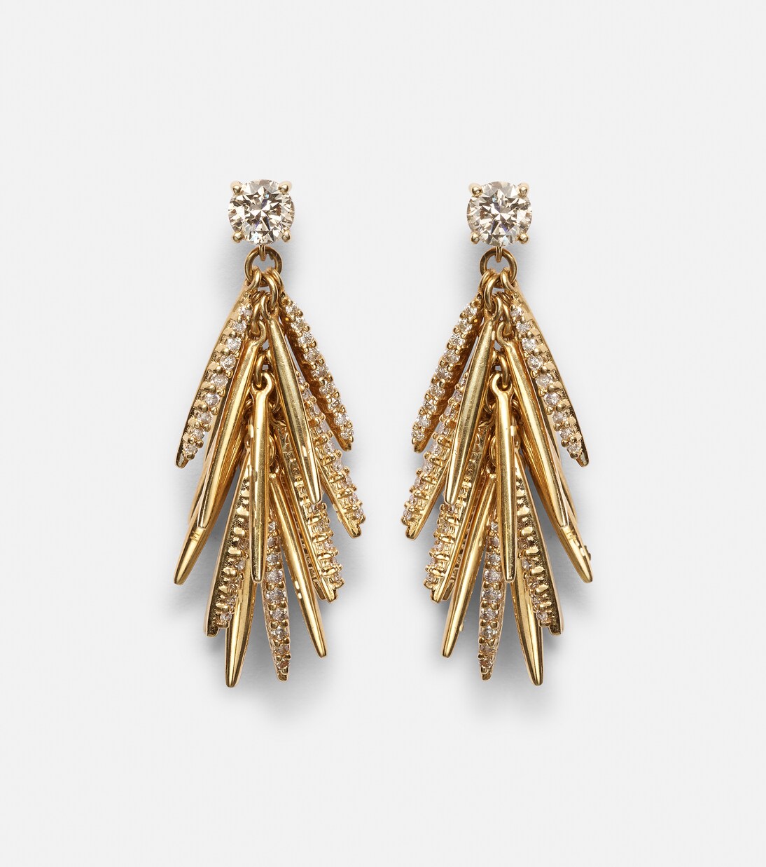 Grass Sunshine Drop 18kt gold earrings with diamonds | Ileana Makri