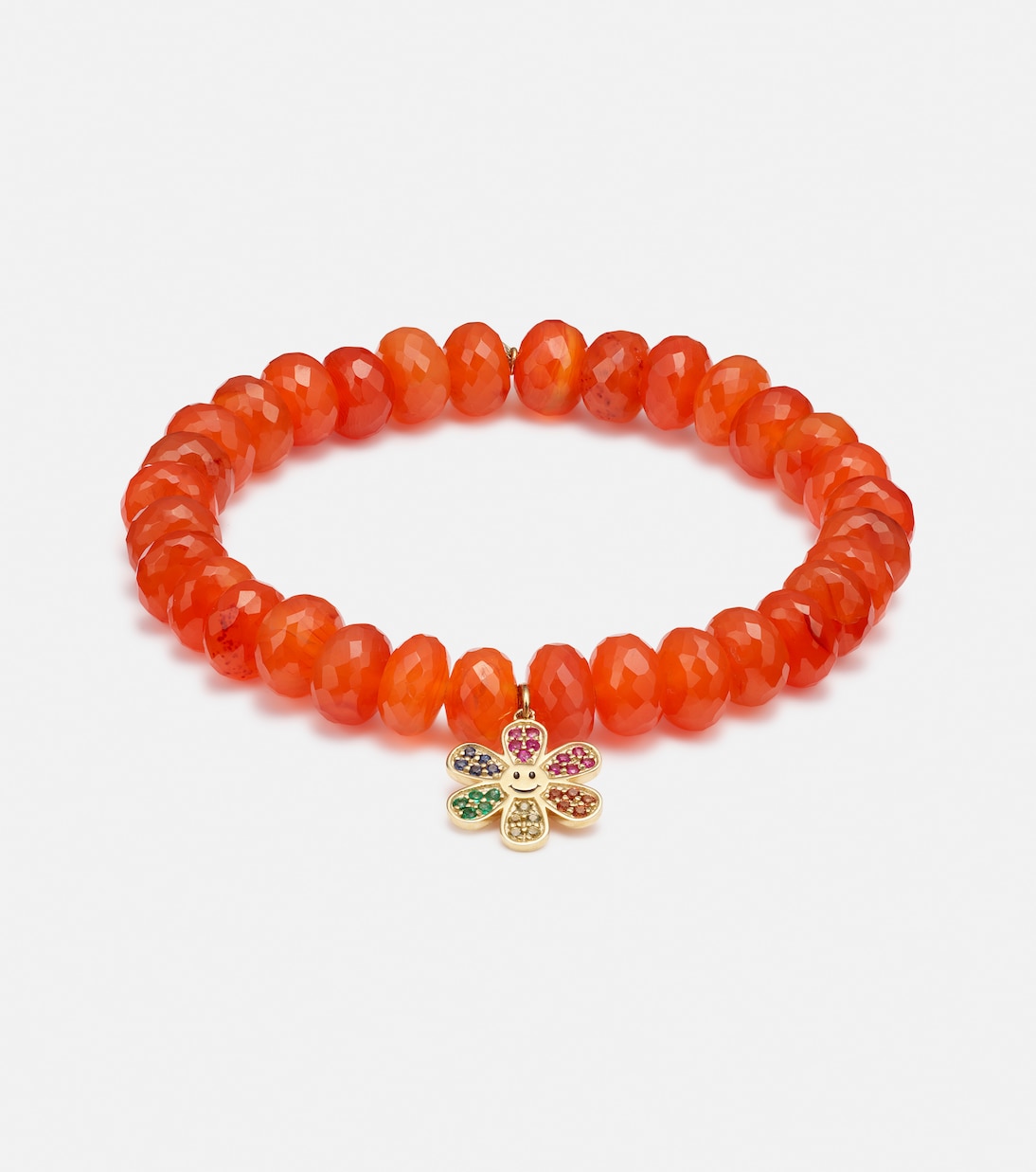 Daisy 14kt gold and carnelian beaded bracelet | Sydney Evan