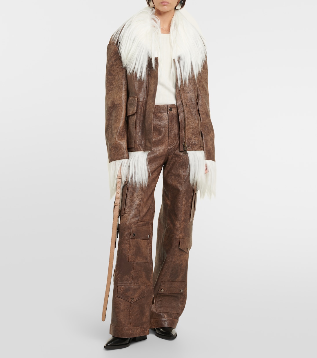 Veste Yoyo en cuir à shearling | Dodo Bar Or