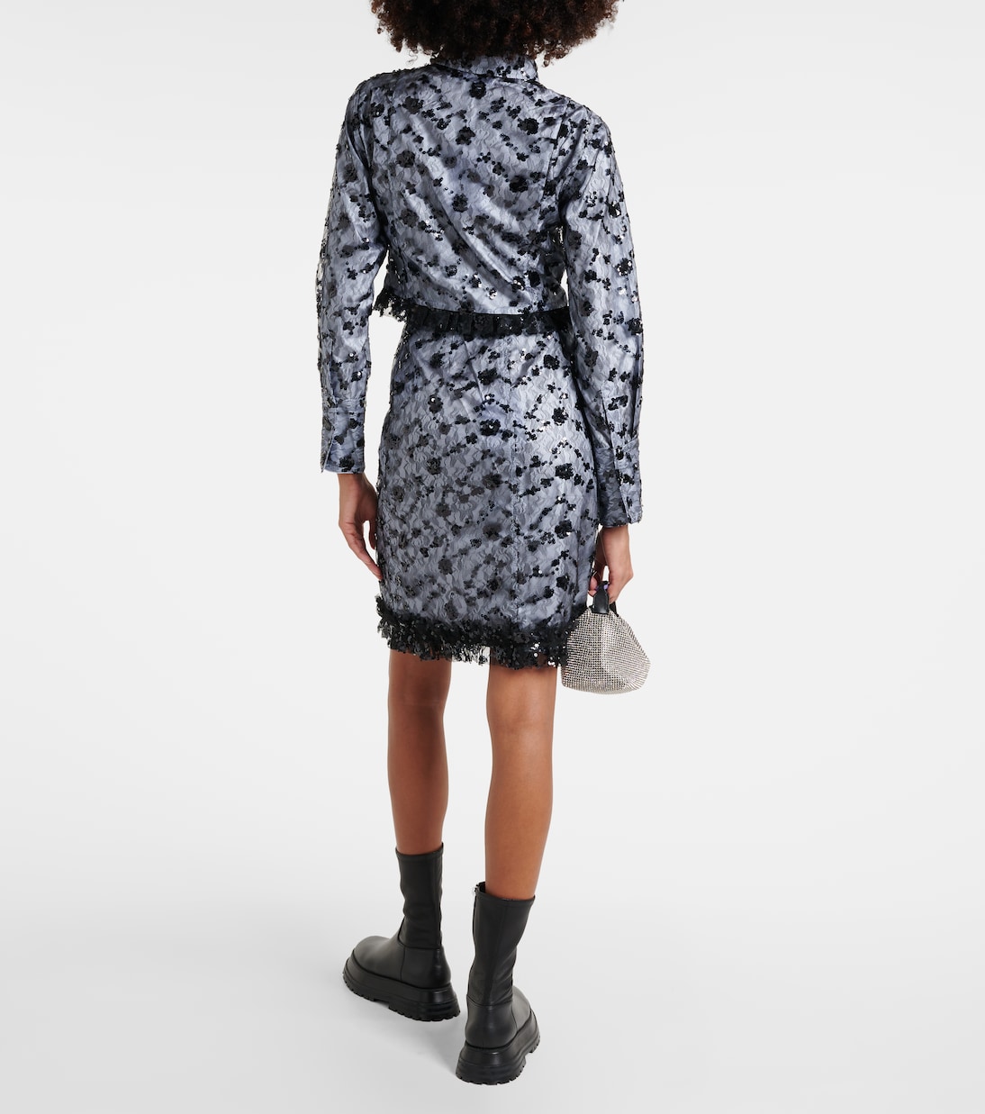 Cropped-Hemd mit Spitze und Pailletten | Ganni