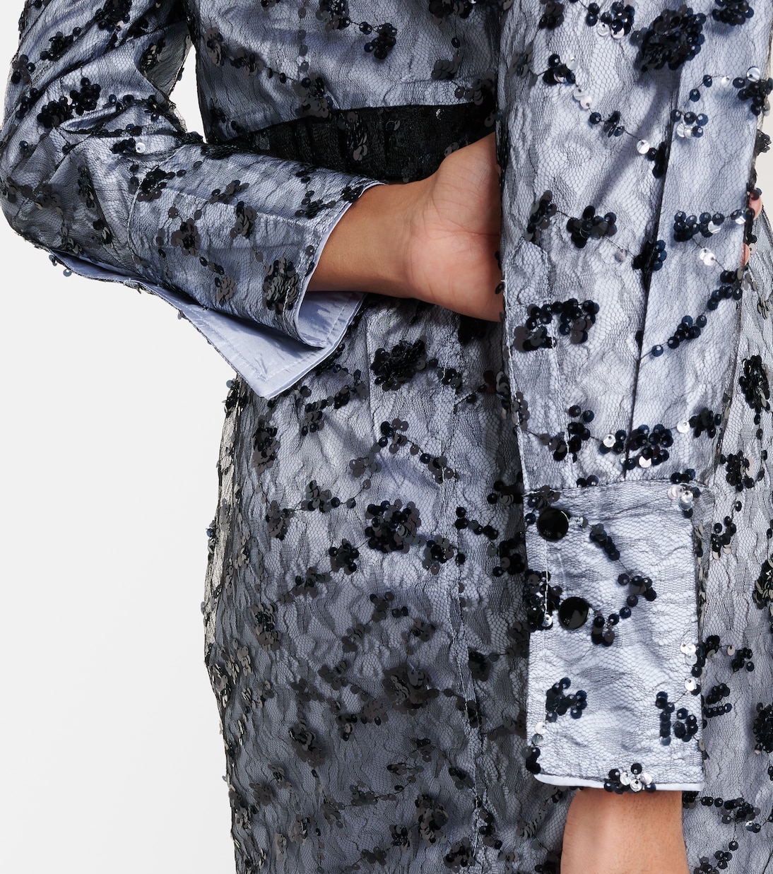 Cropped-Hemd mit Spitze und Pailletten | Ganni