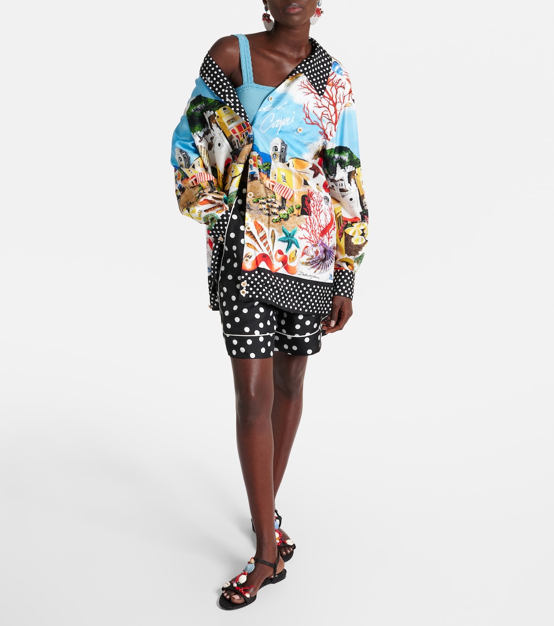 Bedrucktes Hemd Capri aus Seidensatin | Dolce&Gabbana