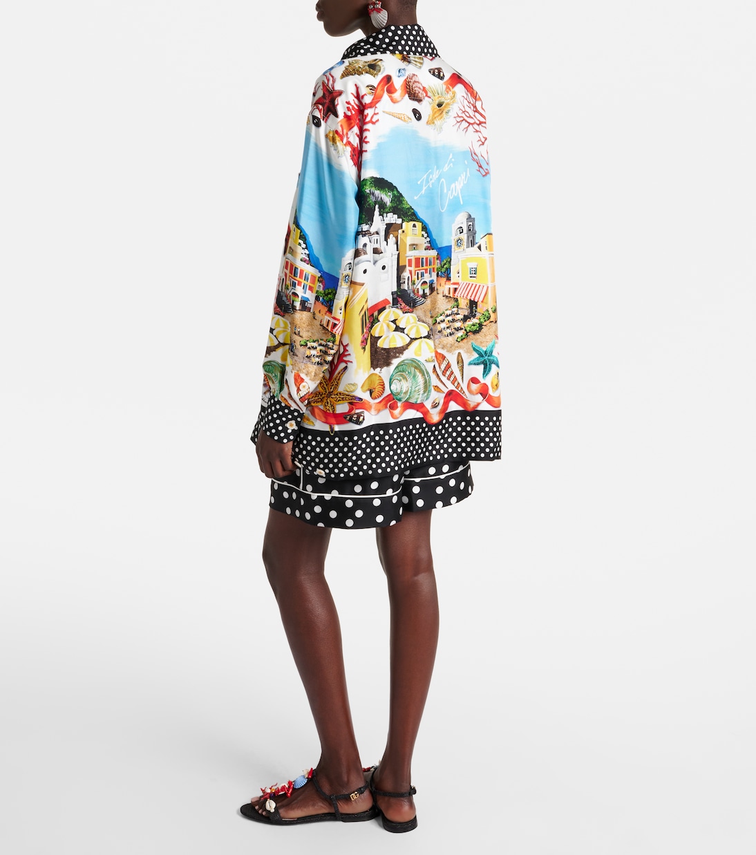 Bedrucktes Hemd Capri aus Seidensatin | Dolce&Gabbana