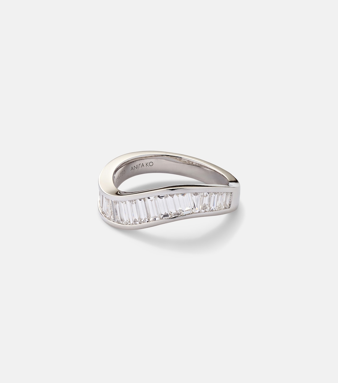 Wave 18kt white gold ring with diamonds | Anita Ko