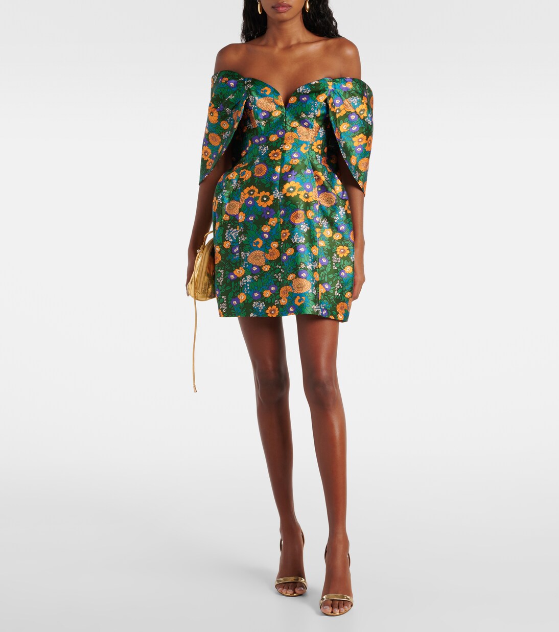 Robe imprimée à encolure bardot | Alémais