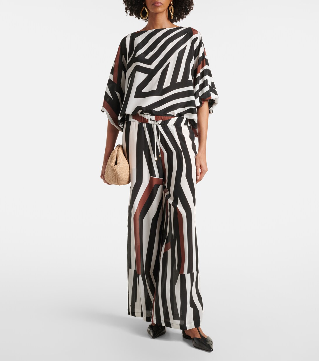 Pantalon ample Tropea rayé en soie | Max Mara