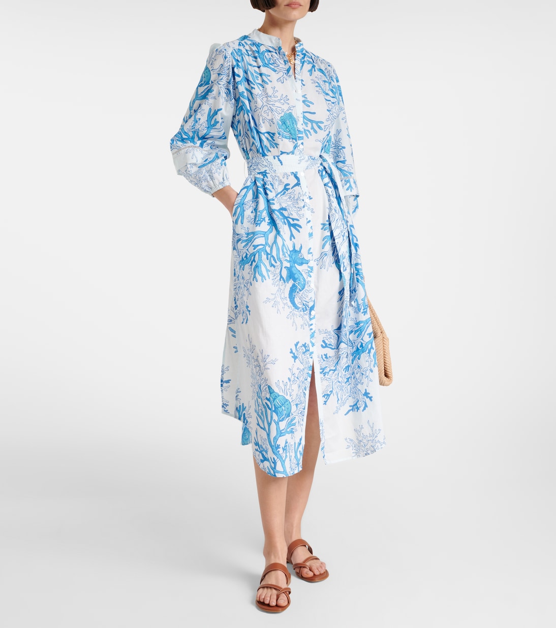 Robe chemise Cathy imprimée en coton | Poupette St Barth