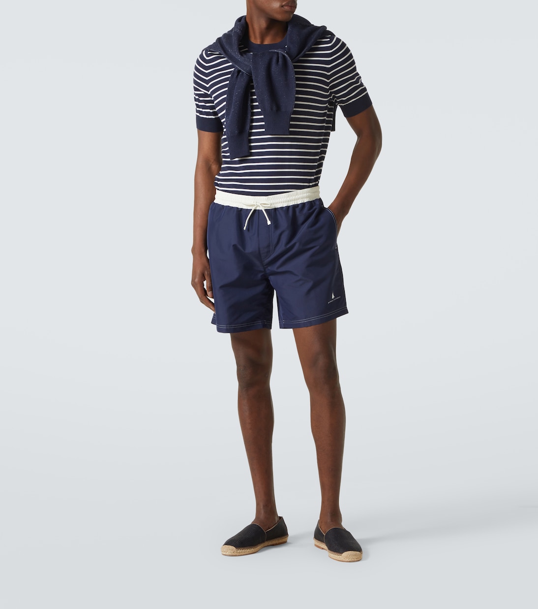 Camiseta de jersey de algodón a rayas | Brunello Cucinelli