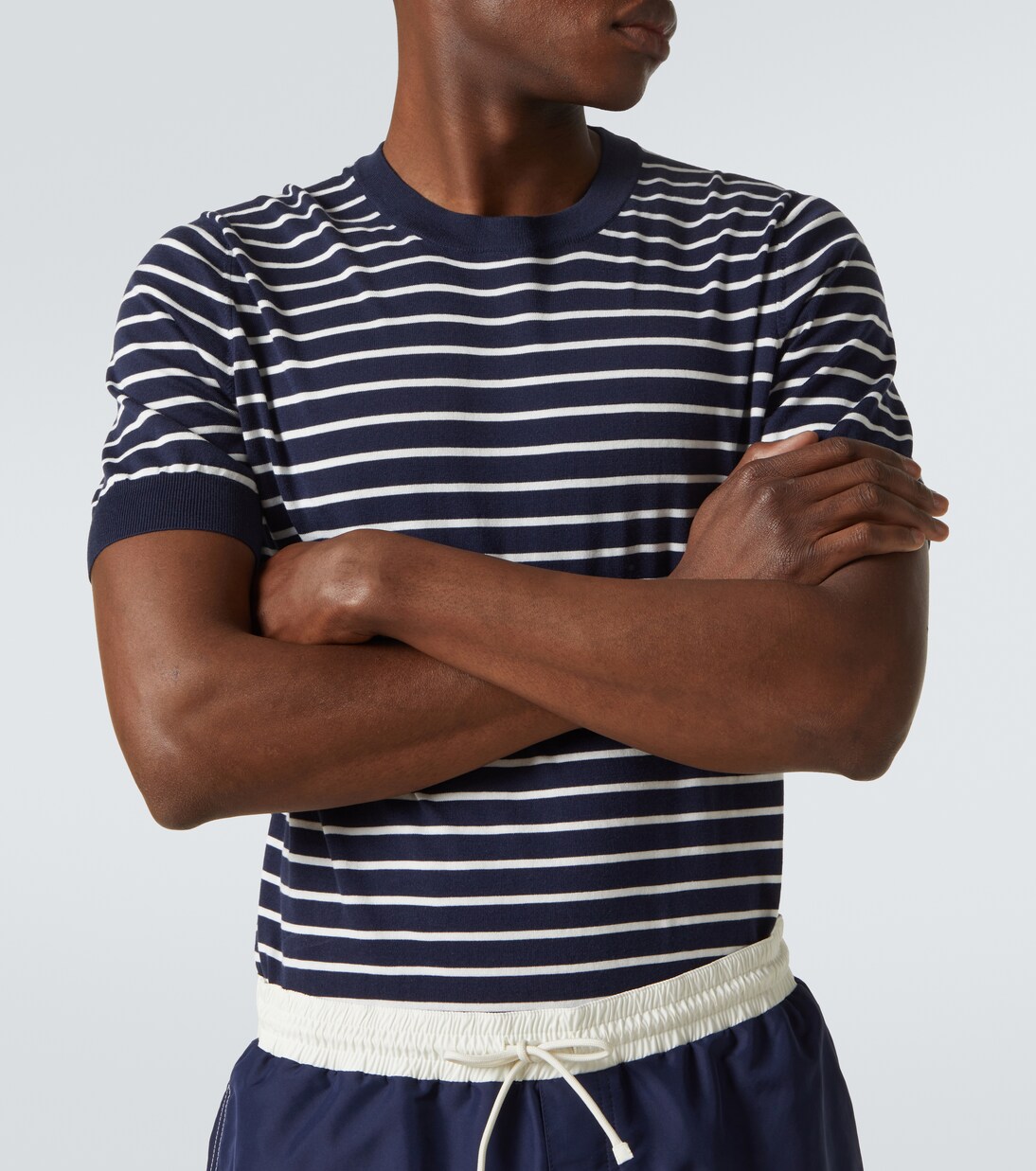 Camiseta de jersey de algodón a rayas | Brunello Cucinelli
